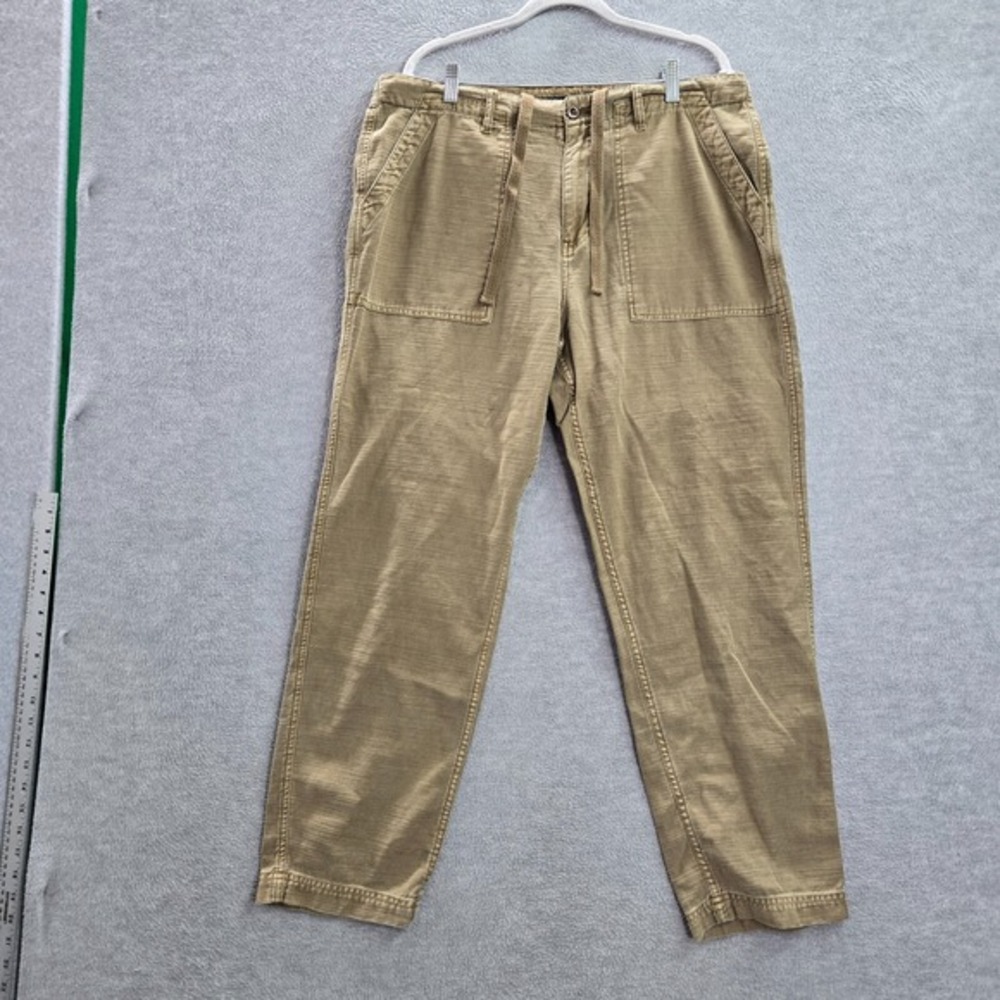 Lucky Brand Women Pants 36 Beige Chino Straight Pockets Drawstring 30 in Inseam